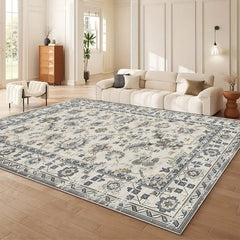 Retro Gray Style Flower Art Carpet Light Luxury Living Room Space Narrator Soft Style Can Also Improve The Home Texture Level 5x7ft Cashmere-like Washed Bottom