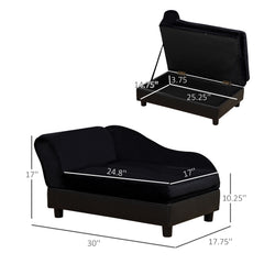 Pet Sofa Bed Couch with Storage, Pet Sofa for Cats and Small Dogs, Black