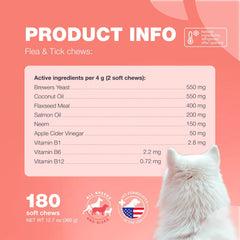 Dog Flea And Tick Treatment Chews FleaTick Prevention For Dogs Chewables Natural Dog Flea & Tick Control Soft Treats Immune Support Supplement