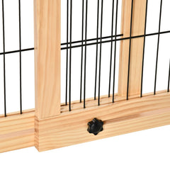 Extra Wide Freestanding Pet Gate With Adjustable Length Dog, Cat, Barrier For House, Doorway, Hallway, Natural
