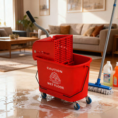 Compact Mop Bucket With Wringer, Mop Bucket On Wheels, 21 Quart, Separate Dirty And Clean Water, Black,TikTok Prohibits Sales