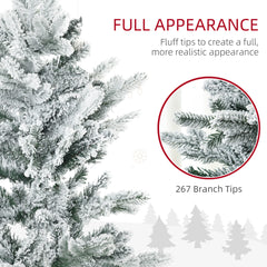 4.5' Artificial Flocked Christmas Trees, with Snow Frosted Branches, Auto Open, Steel Base