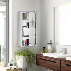 Lockable Medicine Cabinet, 4 Tier Stainless Steel Medical Wall Box With 2 Keys And Shelves For Bathroom