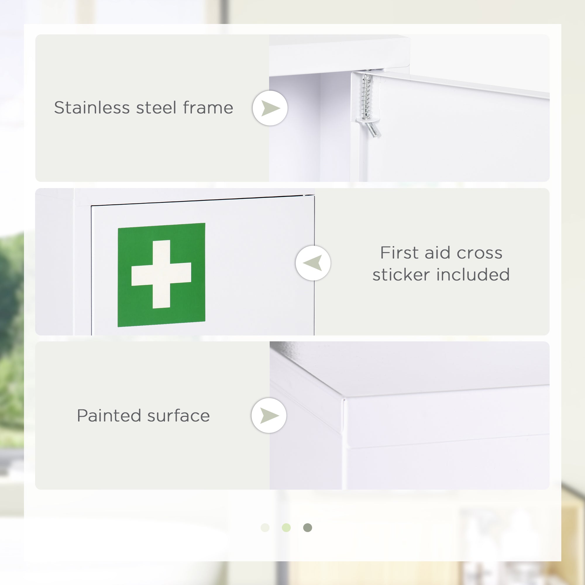 16" x 21" Lockable Medicine Cabinet, 3 Tier Steel Medical Wall Box with 2 Keys and Shelves for Bathroom, White