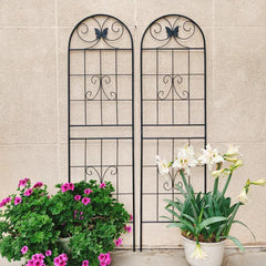 2 Pack Metal Garden Trellis 71" X 19.7" Rustproof Trellis For Climbing Plants Outdoor Flower Support Black
