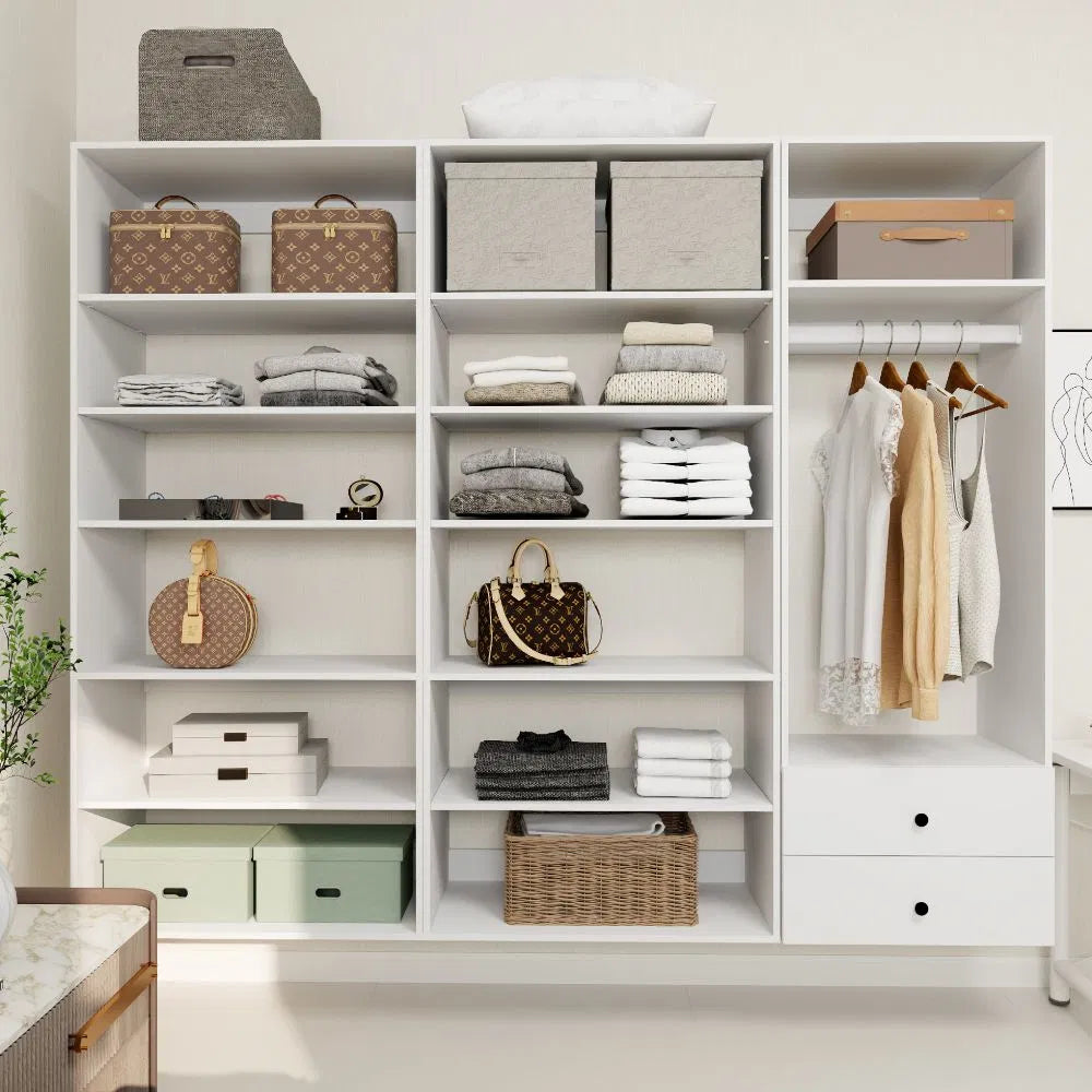 Livelylodge Modular Wardrobe Closet - Freestanding White Closet With Spacious Storage Shelves And Hanging Rods 70.86"W X 16.04"D X 70.86"H