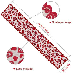 1pc Valentines Day Decorations Table Runner 13 X 72 Inch Lace Heart Table Runner For Wedding Party