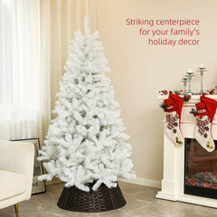 6ft Unlit Artificial White Christmas Tree, Holiday Décor with 1000 Branch Tips, Auto Open and Steel Base
