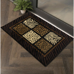 Tribes GC YLS4013 Black 2 Ft X 3 Ft Animal Print Area Rug