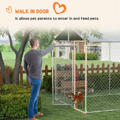 19.7' x 7.5' x 7.5' Outdoor Dog Kennel for Large-Sized Dogs with Waterproof UV Resistant Roof, Silver