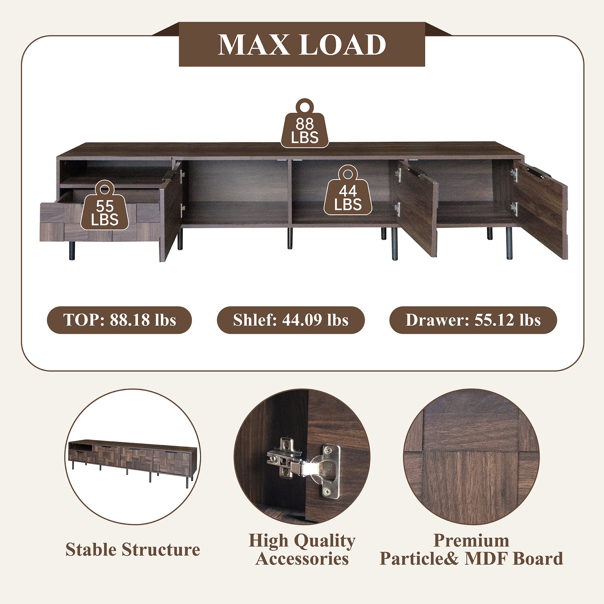 78  Mid Century Modern TV Stand For 65 Inch TVs, TV Console With Storage Cabinets For Living Room, Entertainment Center Storage