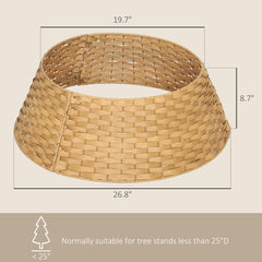 27 inch Rustic Christmas Tree Skirt, Plastic Woven Christmas Tree Collar for Party, Holiday, Home Decoration, Natural