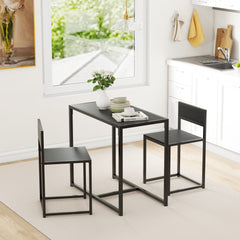 3-Piece Dining Room Set, Industrial Kitchen Table Set with Rectangular Table and 2 Dining Chairs, Black