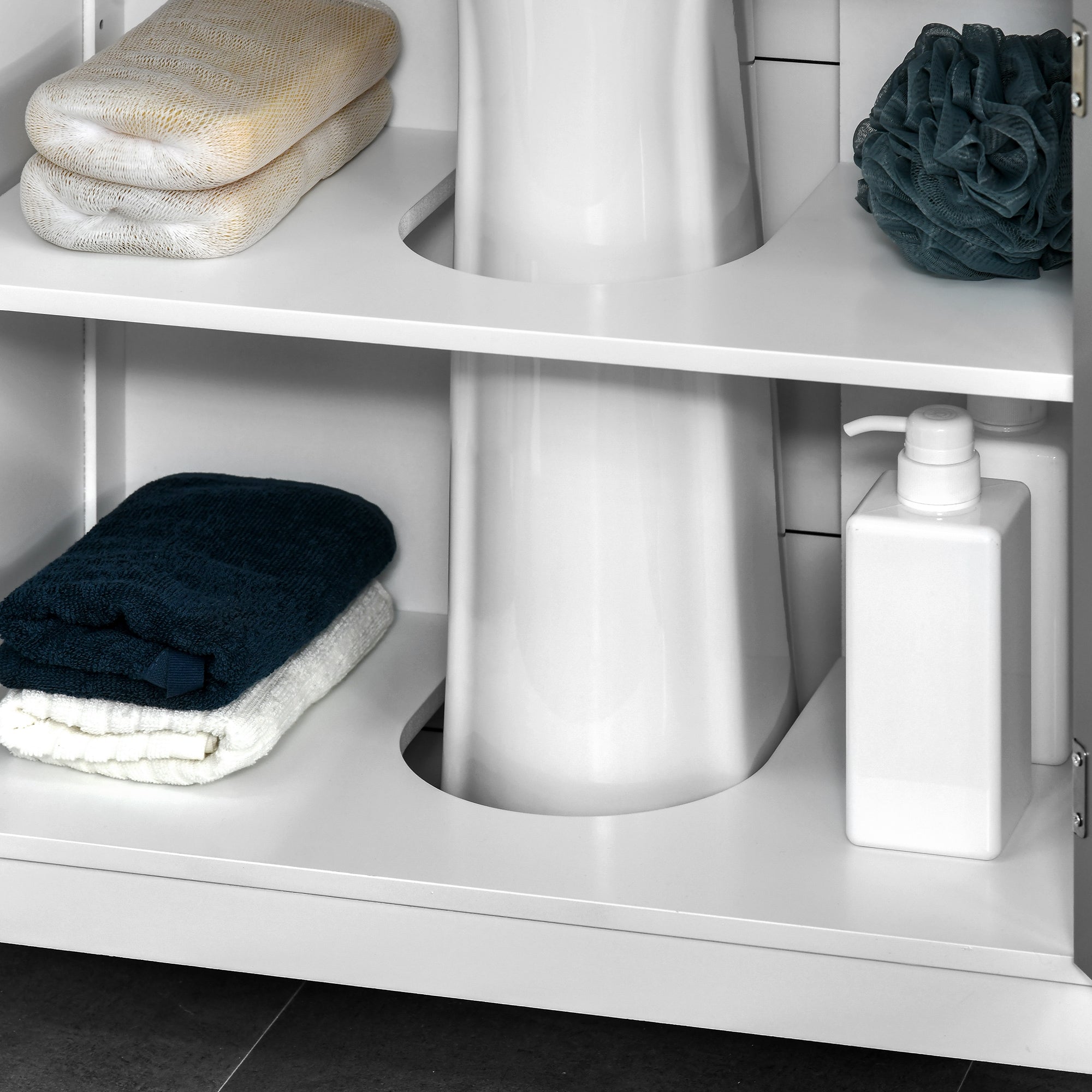 Under Sink Pedestal Storage Bathroom Cabinet, Gray White