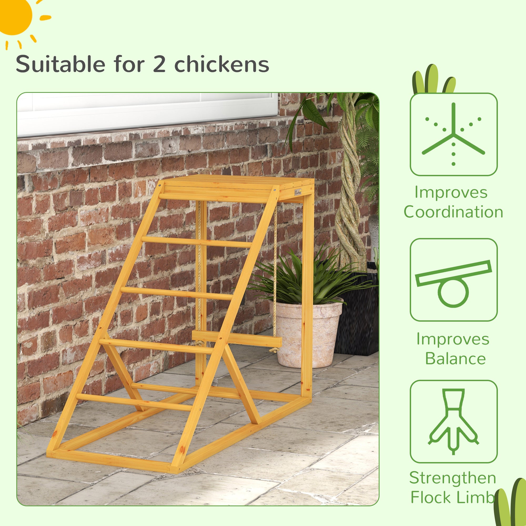 Chicken Activity Play for Healthy & Happy Animals with Chicken Perches & Hen Ladder, Chicken Coop Toy, Yellow