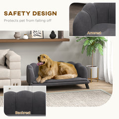 Pearl Design Pet Sofa for Medium and Large Sized Dogs, Pet Bed with Cushion and Solid Wood Legs, Charcoal Gray