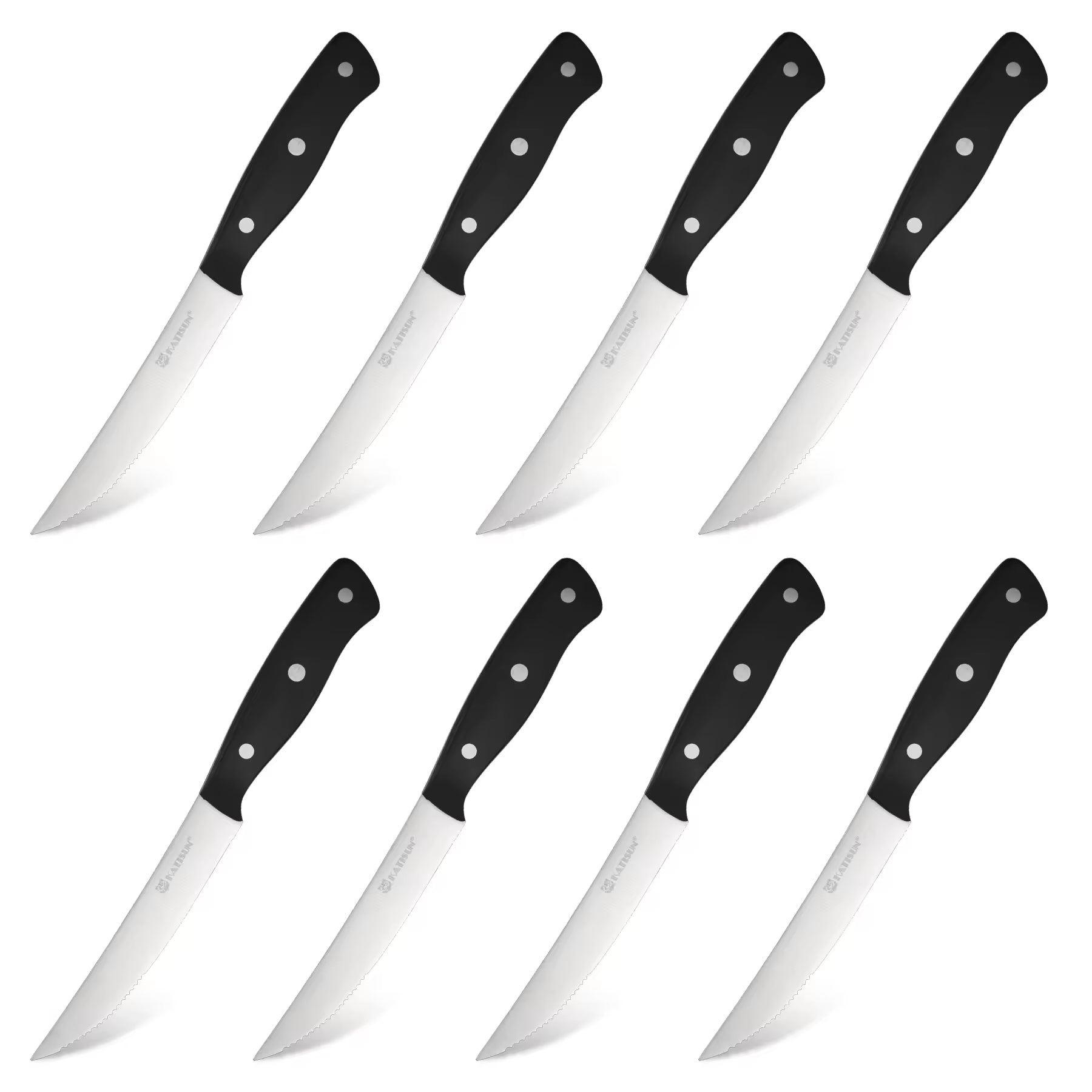 8-Piece 4.5-Inch Steak Knife Set, Carbon Steel Double Bevel, With Eco-Friendly POM Handles And Gift Box