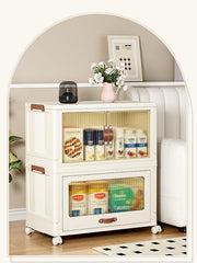 Baby Safety Transparent Opening Lid Indoor Home Decoration Storage Cabinet With Wheels