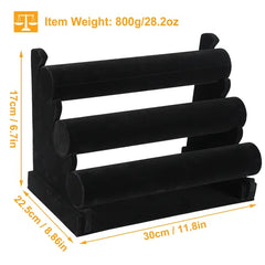 3-Tier Velvet Jewelry Stand Removable Bracelet Holder Watch Jewelry Bangle Display Rack