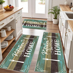 Boho Kitchen Rug Sets 3 Pieces, Washable Kitchen Mats For Floor, Non Slip Soft Kitchen Area Rug Floor Mat For Kitchen, Laundry Room And Hallway Teal, 20''X32'' 20''X48'' 20''X60''