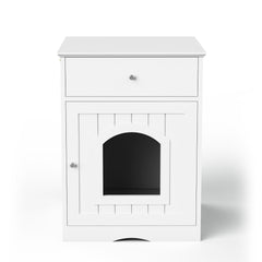 Wooden Pet House Cat Litter Box Enclosure, Side Table, Indoor Crate