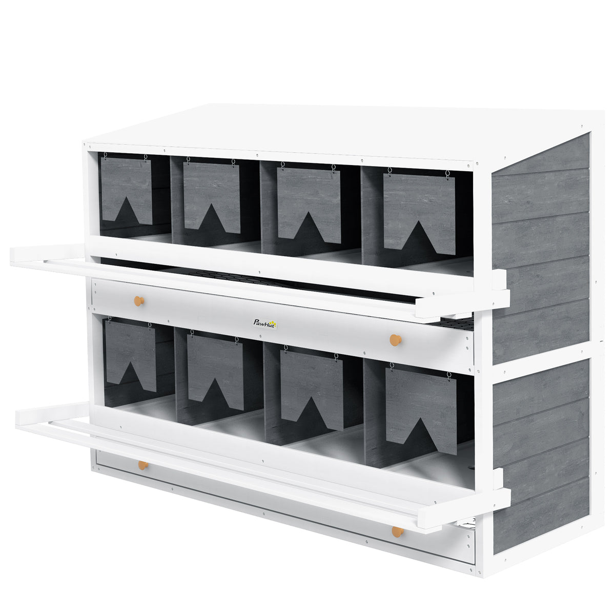 Chicken Nesting Box, 8 Compartment Wood Laying Boxes for Chicken Coop with Egg Collection Trays Perches for 16-32 Hens