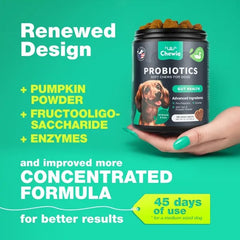 Probiotics For Dogs Gut Health Digestion Immunity Yeast Balance Itchy Skin Allergies Support Dog Probiotic Chews With Digestive Enzymes For Gut Flora Soft Treats With Pumpkin And Yeast Powder