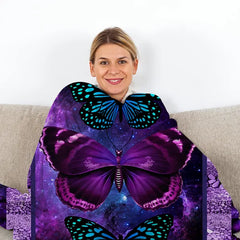 1pc Cozy Butterfly Printed Flannel Blanket - Soft, Warm, And Lightweight Throw For Couch, Sofa, Office, Bed, Camping, And Travel - Multi-Purpose Gift For All Seasons With Versatile Design