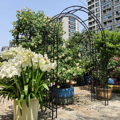 Metal Garden Arch L59'' X W17.71'' X H90.55'' Climbing Plants Support Rose Arch Outdoor Black