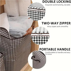 3pcs Set,140L,Stylish Foldable Zippered Storage Bags, Travel Organizer,Large Capacity, Portable, Moisture-Proof Non-Woven Fabric Solution, Houndstooth Print