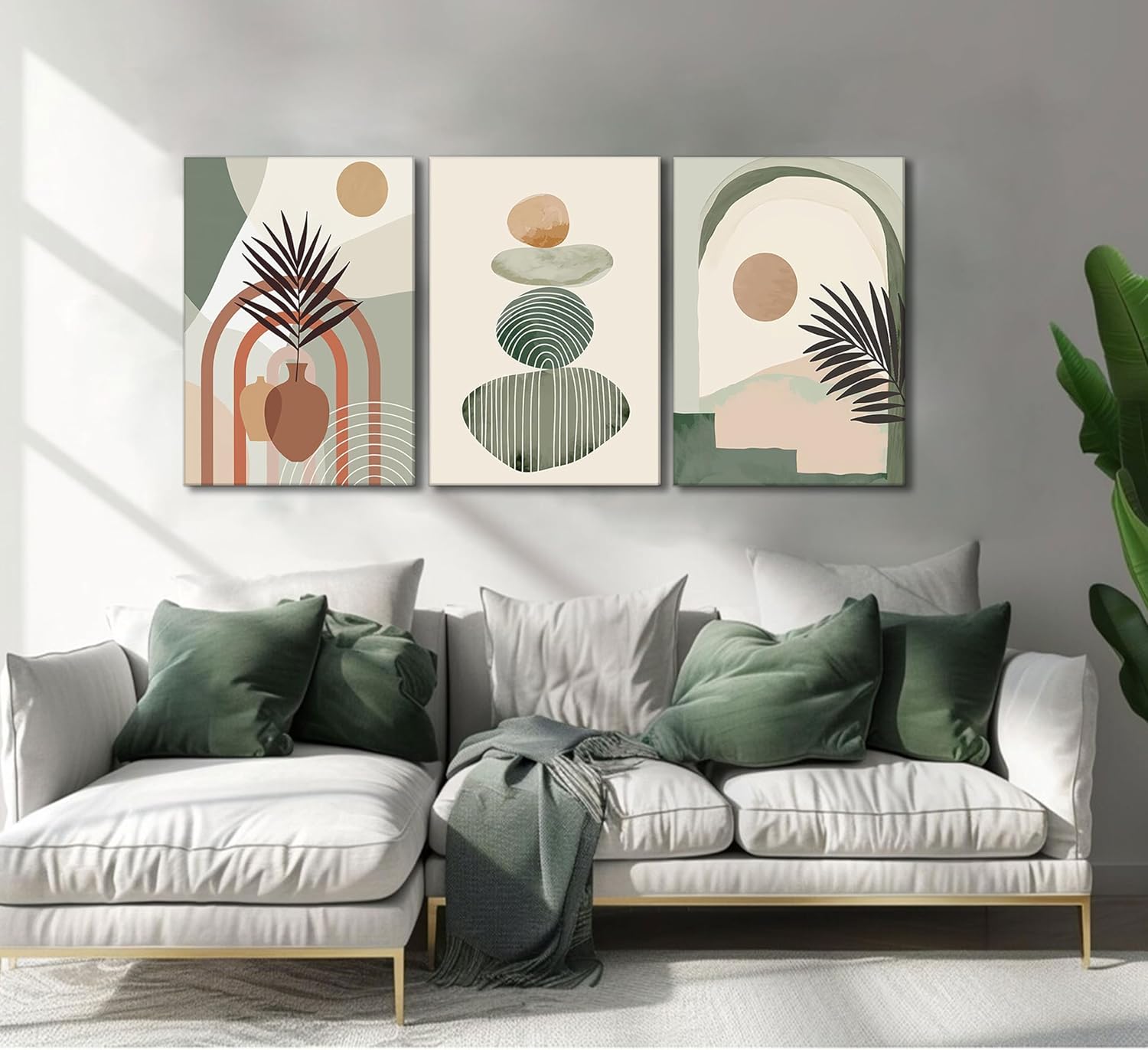 3 Pcs Boho Art Wall Decor Canvas Wall Art  Decor Stretched And Framed Ready To Hang Size 12 X 16in