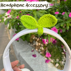 Cute Knitted Crochet Leaf Sprout,Lucky Handmade Multi-Functional Crochet Accessories, Ideal Bookmark For Bookworms, Funny Unique Headphone Cable Tie Gifts Accessory And Cable Tie