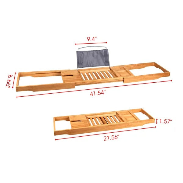 Bathtub Caddy Tray Crafted Bamboo Bath Tray Table Extendable Reading Rack Tablet Phone Holder For Valentines'S Day