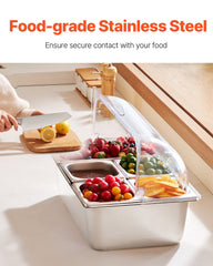 Countertop Food Serving Display Container 5 Pan Condiment Dispenser With Lid