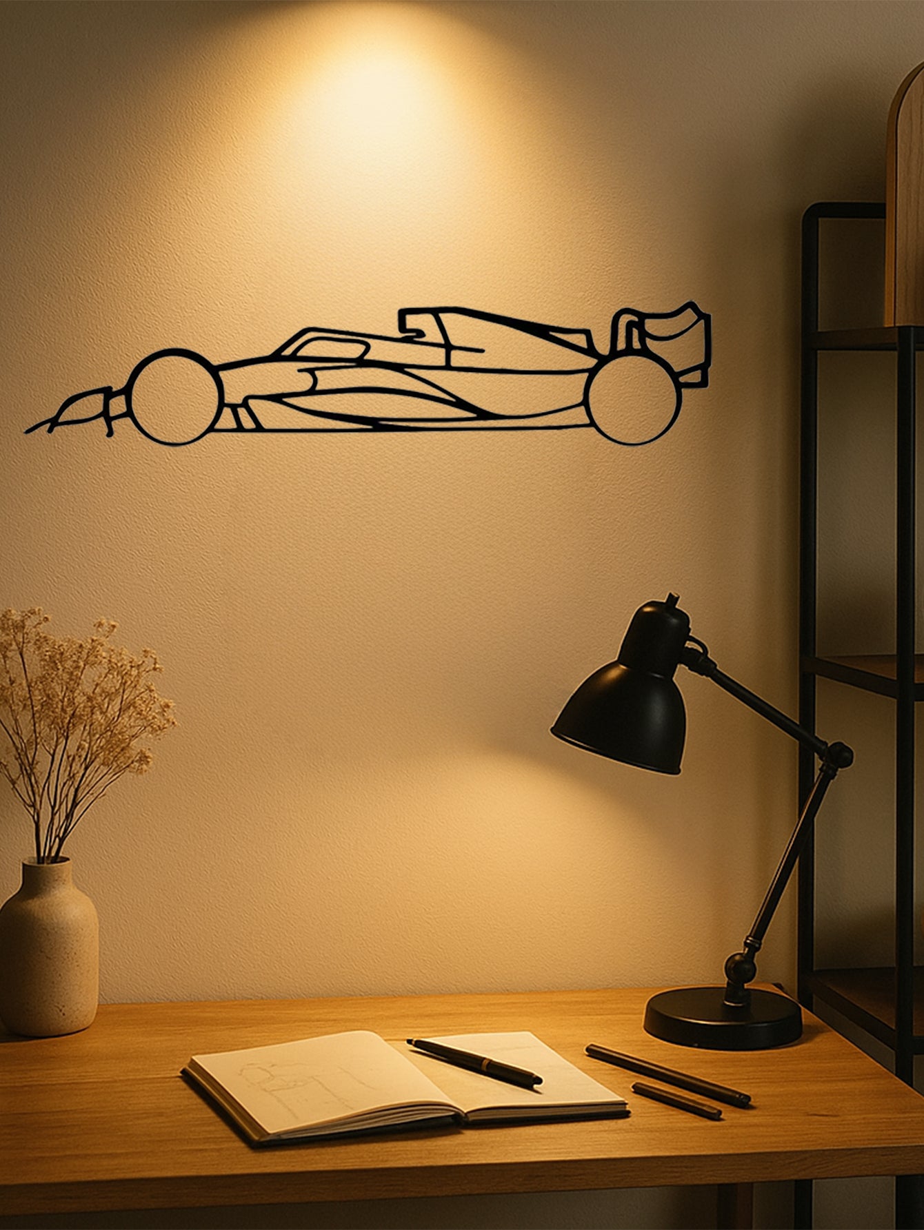 Laser-Cut Metal Wall Art Precise Sports Car Silhouette