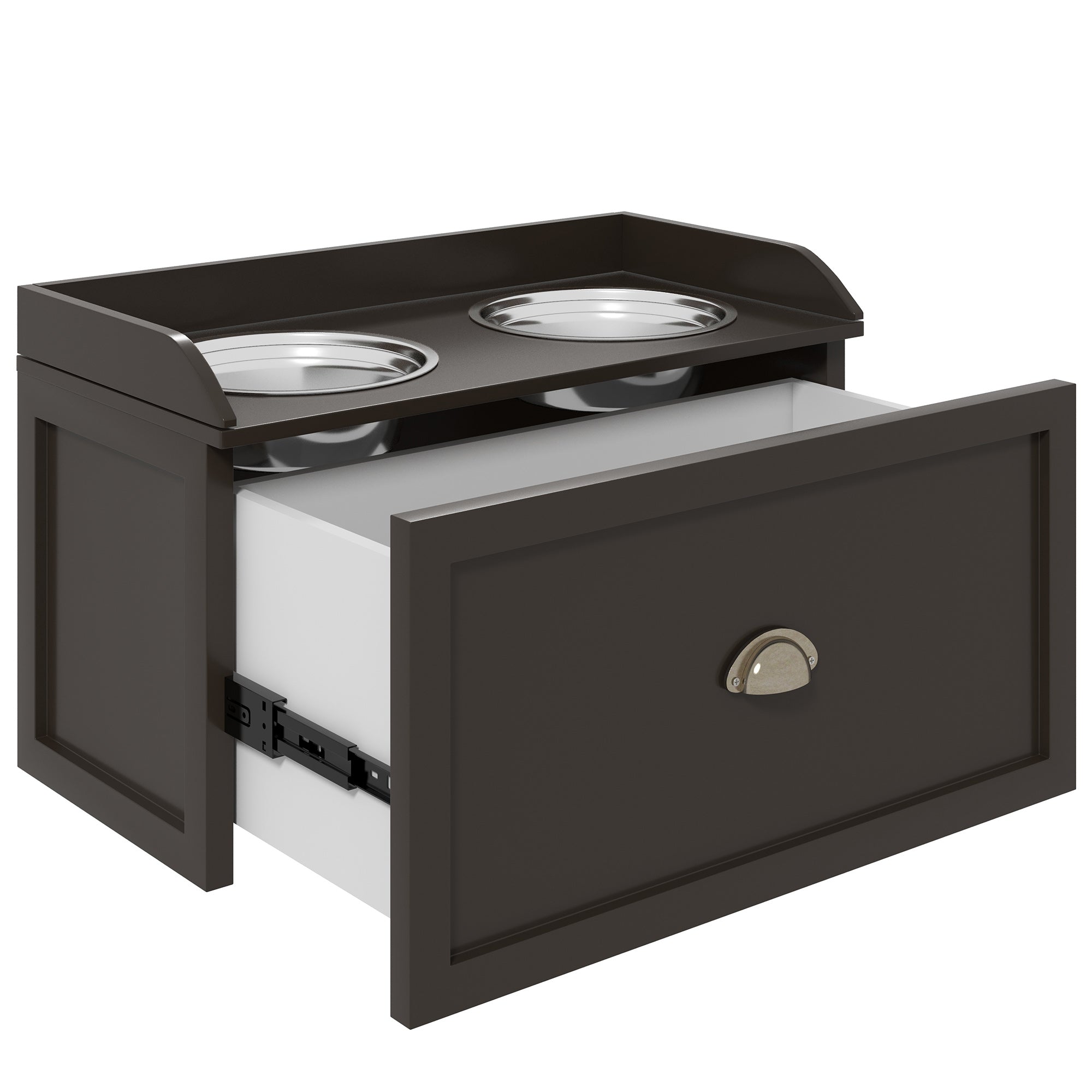 Pet Feeding Station Pet Dish Bowl Set with Storage, 2 Elevated Dog Bowls for Large Sized Dogs, Coffee