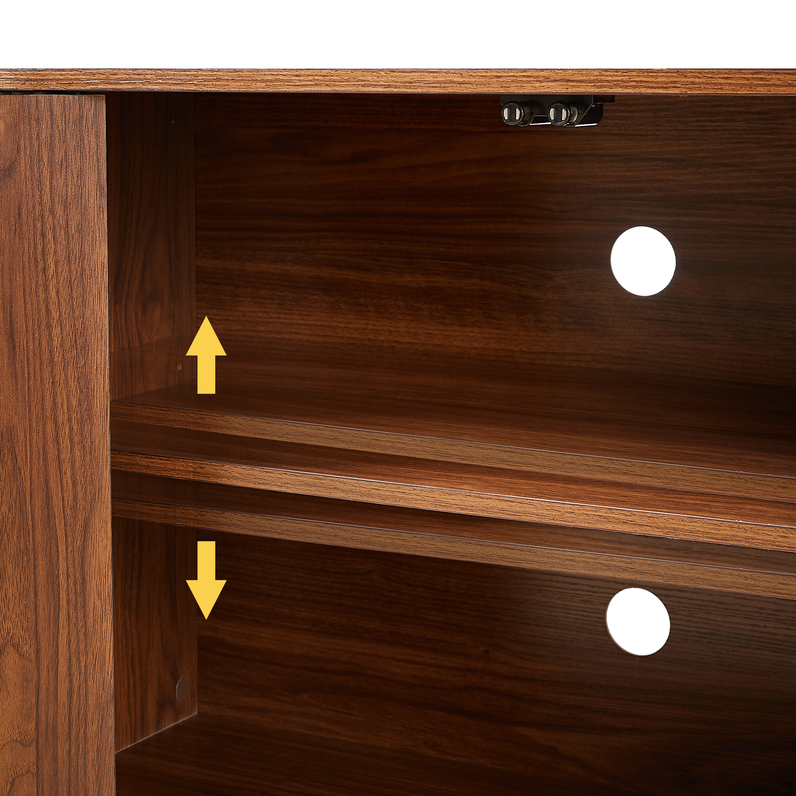 Sideboard Storage Cabinet TV Stand With Wave Pattern Buffet Cabinet Wooden Vertical Striped Cabinet For Kitchen Bedroom Entryway. Walnut, 64W X 15D X 24H.