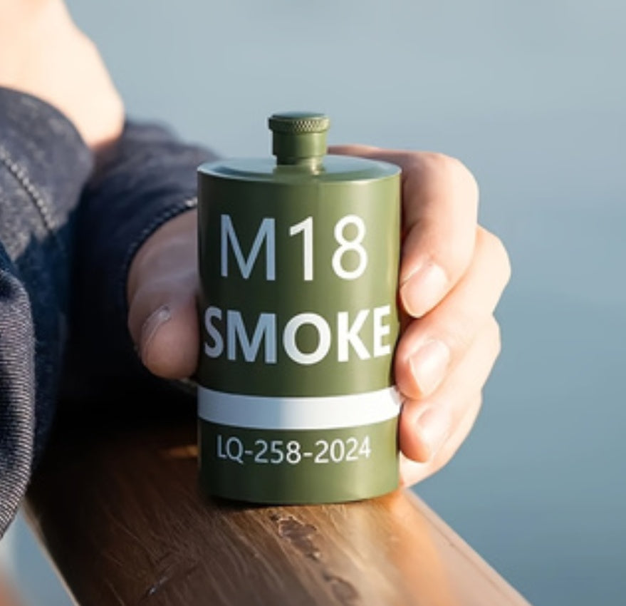 8.5oz Stainless Steel Grenade-Shaped Flask Leak Proof, BPA Free, Portable For Outdoor Use, Perfect For Spirits And Liquor Storage, Creative Smoke Bomb Design For Parties And Events