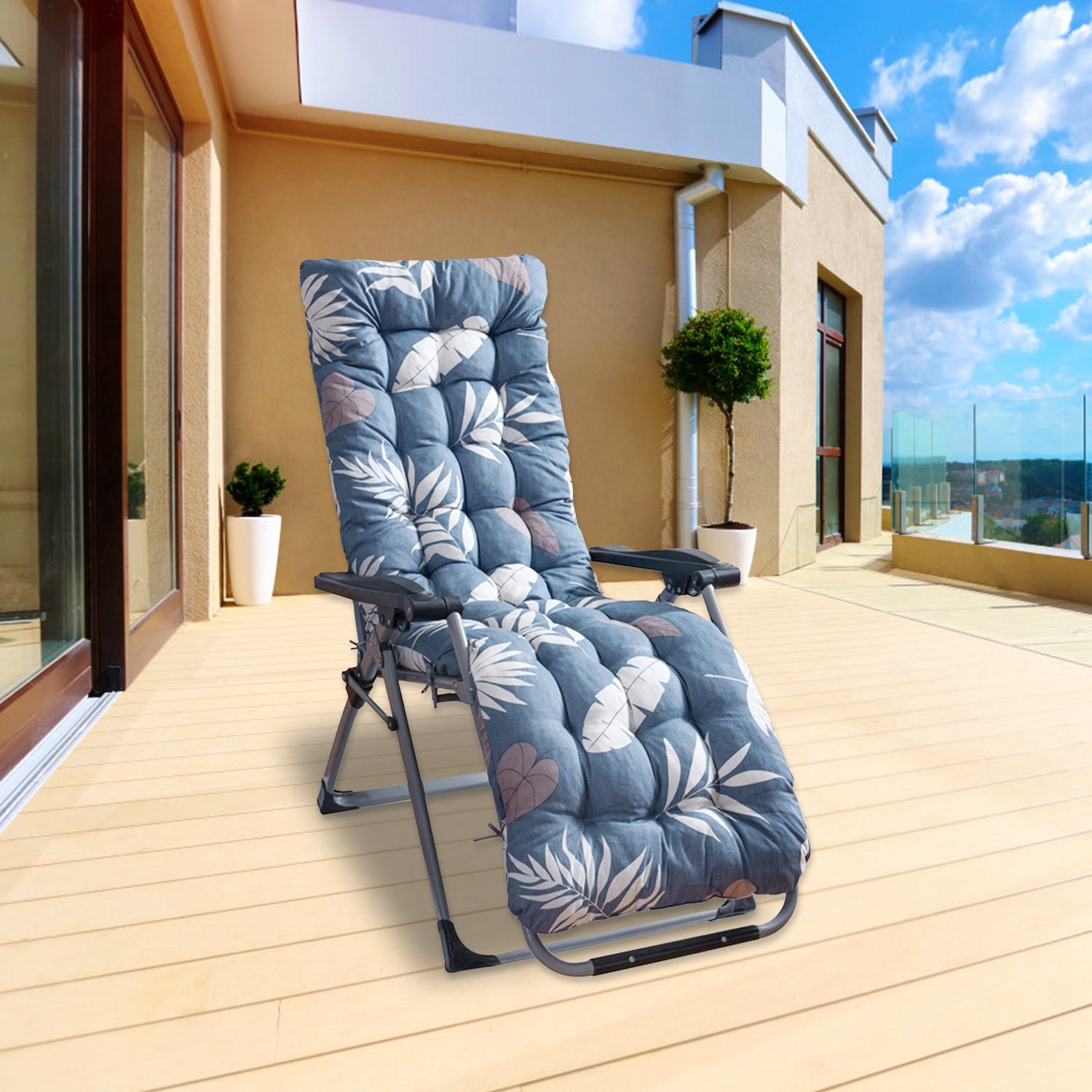 1Pc Chaise Lounger Cushion Recliner Rocking Chair Sofa Mat Deck Chair Cushion Chair Not Inlcuded  Standard Type