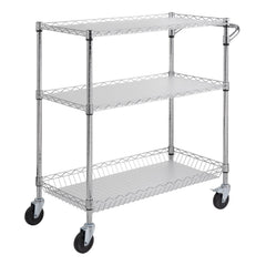 3-Tier Utility Cart Rolling Cart On Wheels 40.5'x17.7'x40.9' 661 LBS 6 Hooks