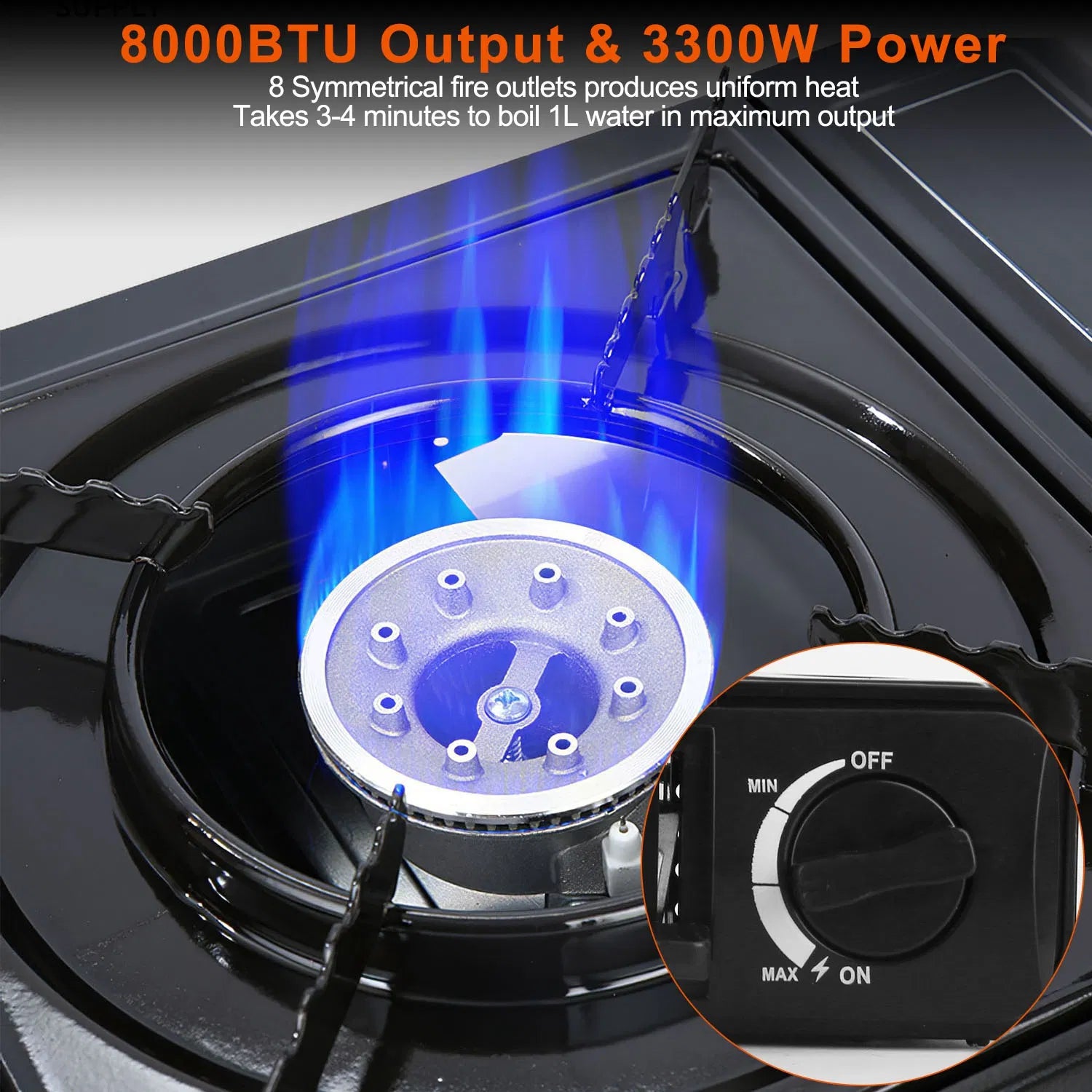3300W Portable Camping Stove Butane Canister Dual Fuel Burner Piezo Electric Ignition Single Burner With Automatic Tank Ejection Overpressure Cut Off Carry Case For Camping Hiking Picnic Fishing