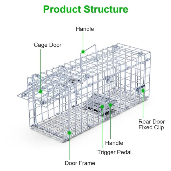 2Pcs Foldable Rat Trap Cage Humane Live Rodent Trap Cage Galvanized