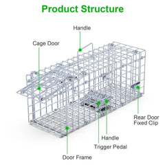 2Pcs Foldable Rat Trap Cage Humane Live Rodent Trap Cage Galvanized
