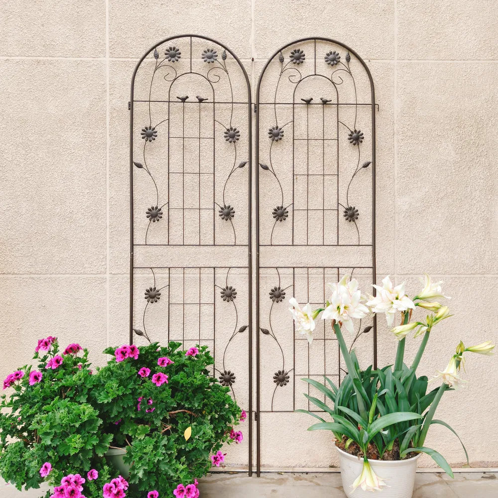 2 Pack Metal Garden Trellis 71" X 19.7" Rustproof Trellis For Climbing Plants Outdoor Flower Support