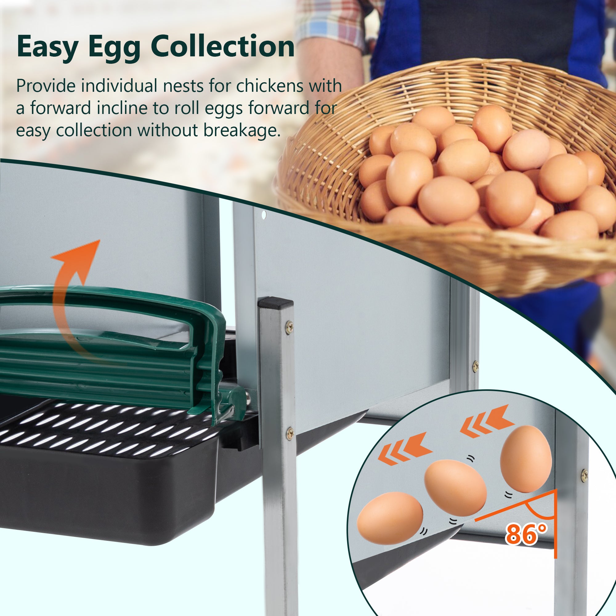 4-Hole Chicken Nest, With Legs And Cover To Protect Eggs,Green