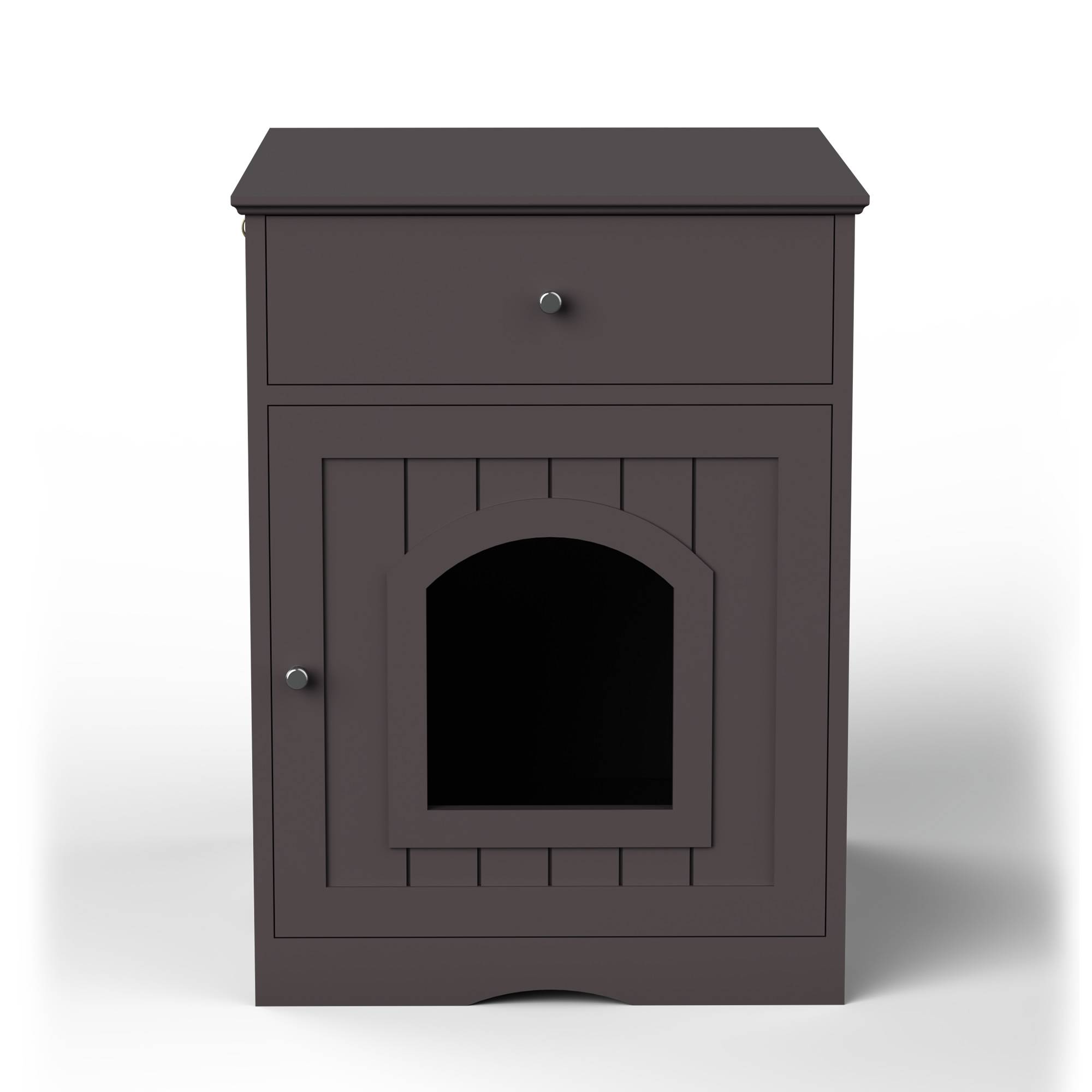 Wooden Pet House Cat Litter Box Enclosure With Drawer, Side Table Indoor Pet Crate