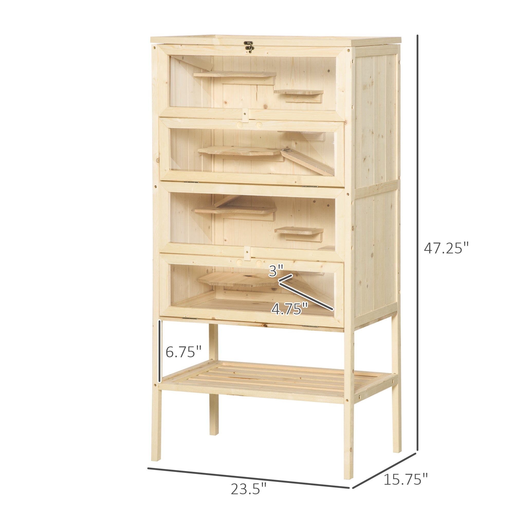 5-Tier Wooden Hamster Cage Mice Habitat Rat Habitat with Openable Top, Front Door and Storage Shelf