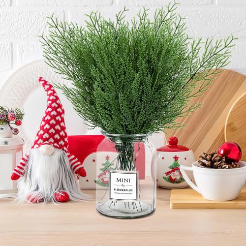 NOVWANG 60 Pieces Artificial Pine Branches, Artificial Cedar Stems And Artificial Snow Pine Branches For Christmas Decoration Christmas Picks For DIY Garland Craft Family Kitchen Holiday Decoration