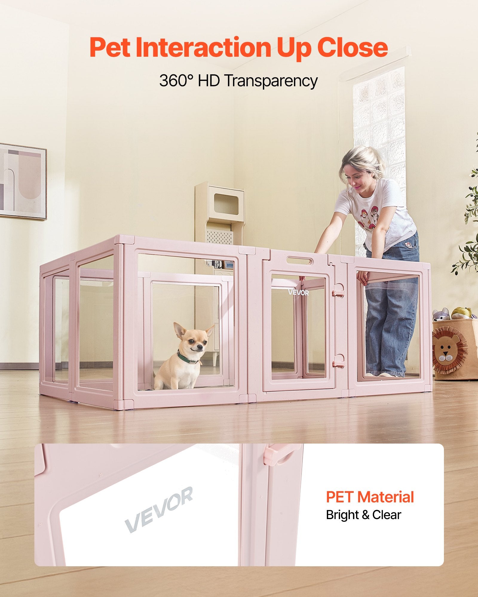 Dog Whelping Box With Window Transparent Playpen For Medium Dog 60x39x23 In