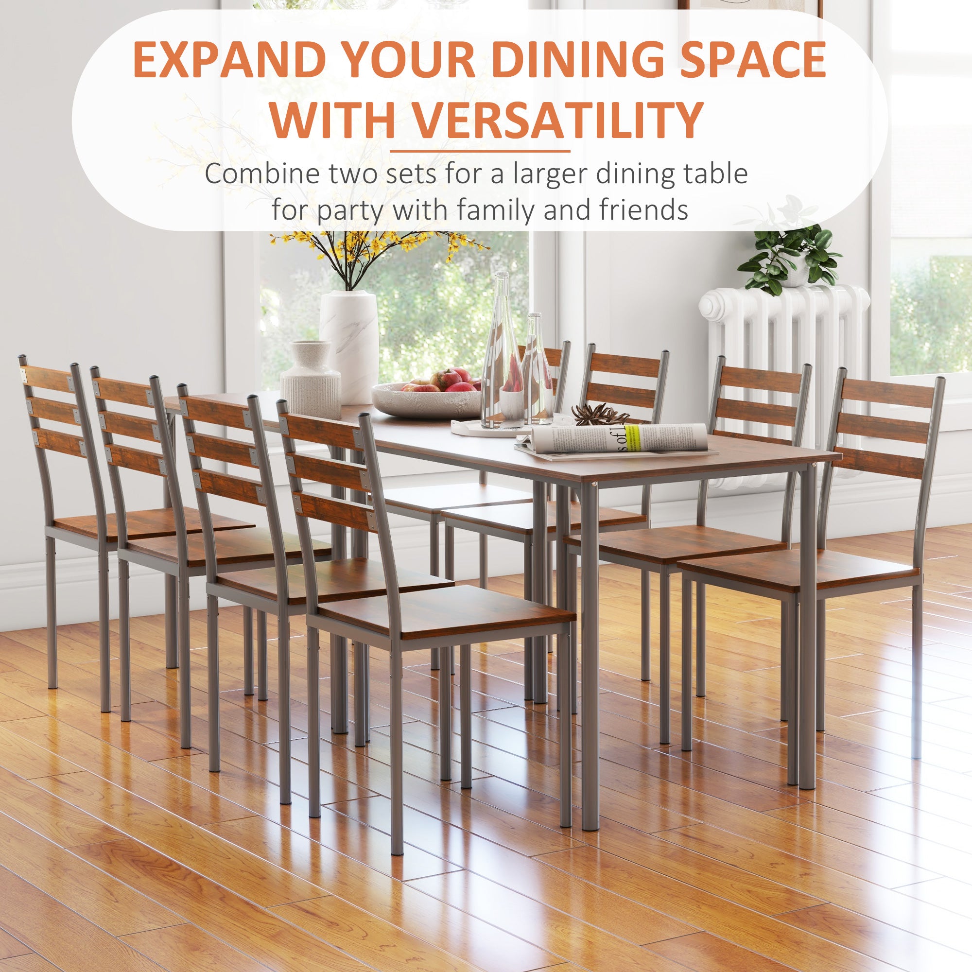 Modern Dining Table Set for 4, 5-Piece Kitchen Table Set, Rectangular Dining Table and 4 Chairs for Small Space, Dinette, Breakfast Nook, Brown